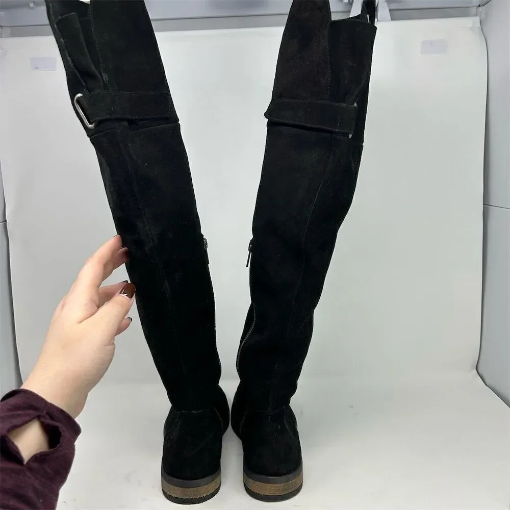 Born Women's Over the Knee Black Leather Tall Boots Size 7 Fall Winter Chic